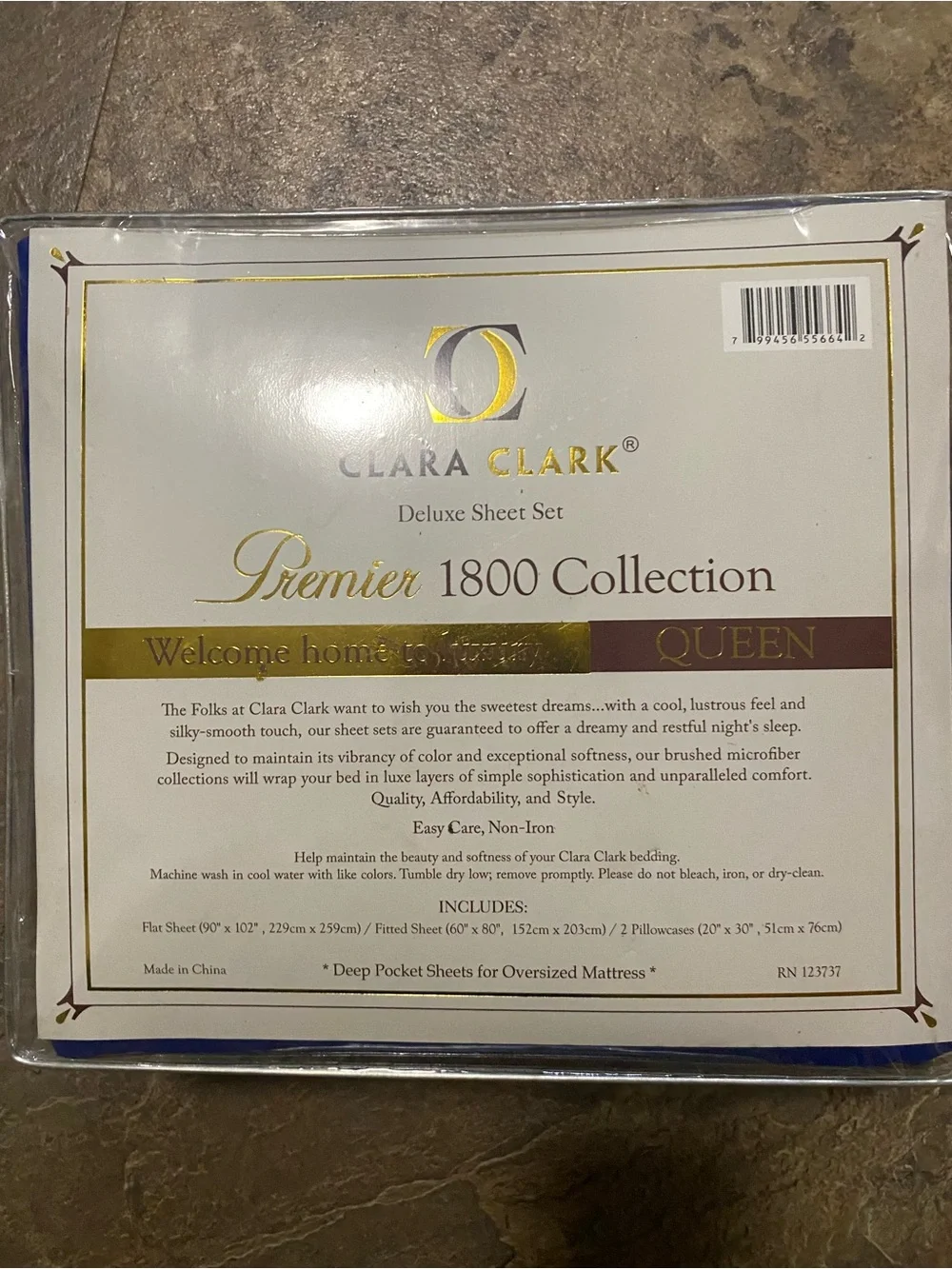 Clara Clark Deep Blue Queen Sheet Set